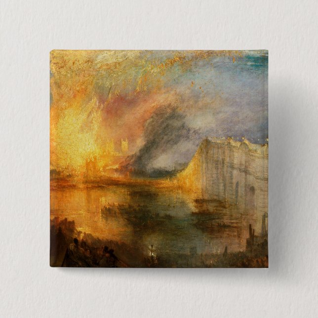 William Turner - The Burning of the Parliament 15 Cm Square Badge (Front)