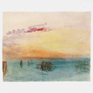 William Turner - The Lagoon near Venice at Sunset Fleece Blanket