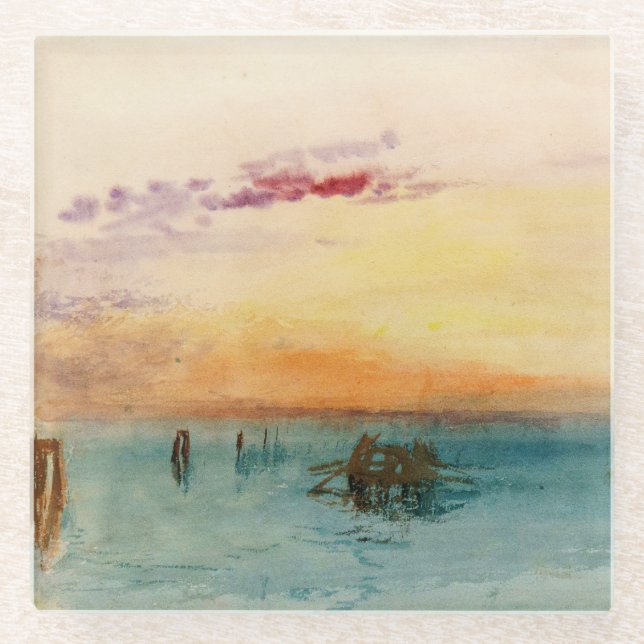 William Turner - The Lagoon near Venice at Sunset Glass Coaster (Front)