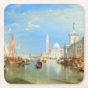 William Turner - Venice, The Dogana & San Giorgio Square Paper Coaster