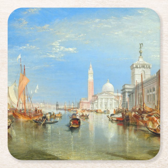 William Turner - Venice, The Dogana & San Giorgio Square Paper Coaster (Front)