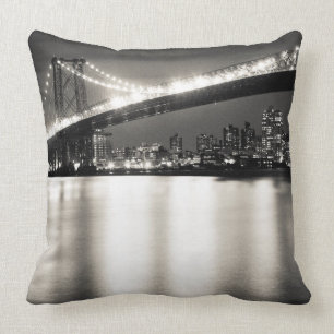 Williamsburg bridge in New York City at night Cushion