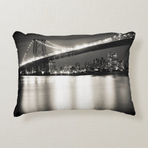 Williamsburg bridge in New York City at night Decorative Cushion