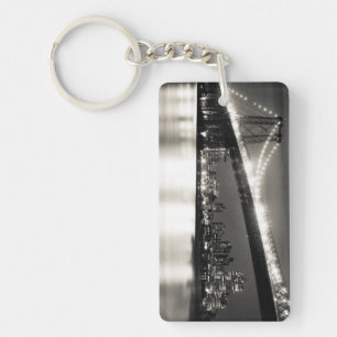 Williamsburg bridge in New York City at night Key Ring