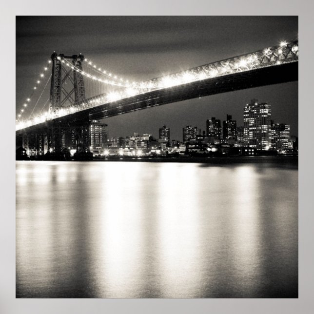Williamsburg bridge in New York City at night Poster (Front)