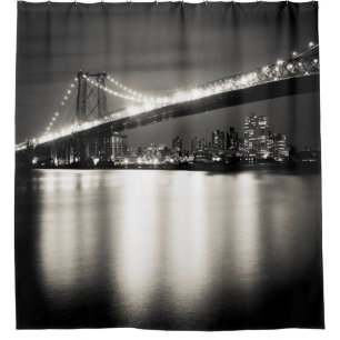 Williamsburg bridge in New York City at night Shower Curtain