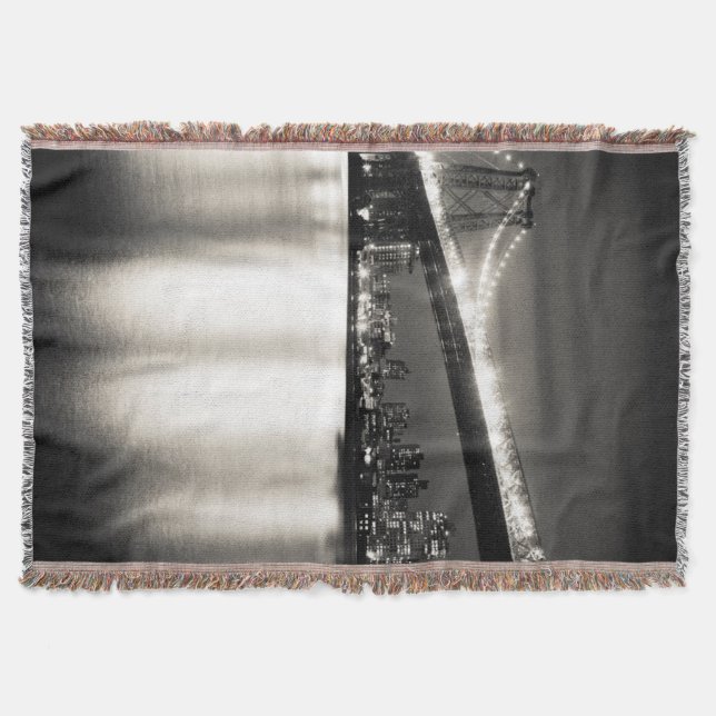 Williamsburg bridge in New York City at night Throw Blanket (Front)