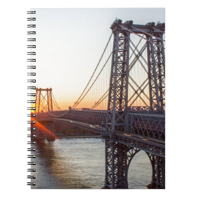 Williamsburg Bridge Sunset Brooklyn NYC Spiral Notebook (Front)