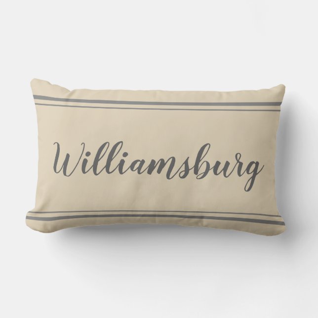 Williamsburg Grey and Beige Stripe Pillow (Front)