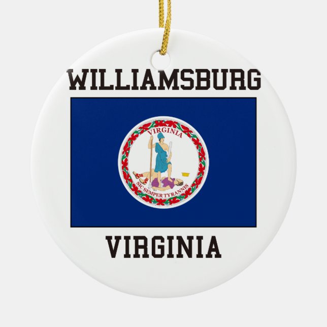 Williamsburg Virginia Ceramic Tree Decoration (Front)