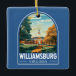 Williamsburg Virginia Travel Art Vintage Ceramic Ornament<br><div class="desc">Williamsburg retro vector travel design. Williamsburg,  a city in the U.S. state of Virginia,  was capital of the Virginia Colony from 1699 to 1780 and played a significant role in the American Revolution.</div>