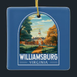 Williamsburg Virginia Travel Art Vintage Ceramic Ornament<br><div class="desc">Williamsburg retro vector travel design. Williamsburg,  a city in the U.S. state of Virginia,  was capital of the Virginia Colony from 1699 to 1780 and played a significant role in the American Revolution.</div>