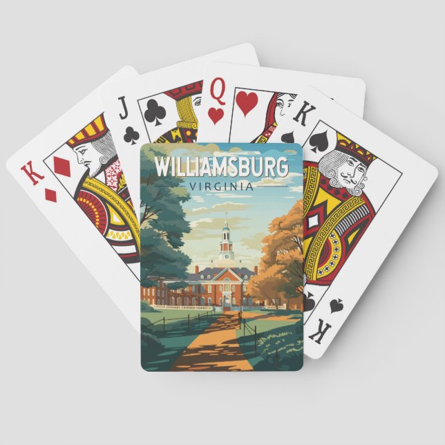 Williamsburg Virginia Travel Art Vintage Playing Cards (Back)