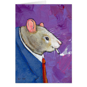 Willie the Rat - fun businessman smoking painting