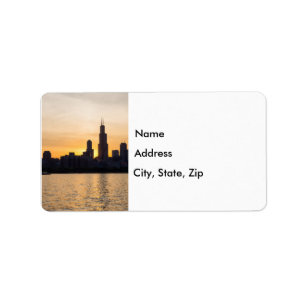 Willis Tower Sunset Silhouette Label