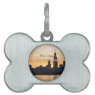 Willis Tower Sunset Silhouette Pet ID Tag