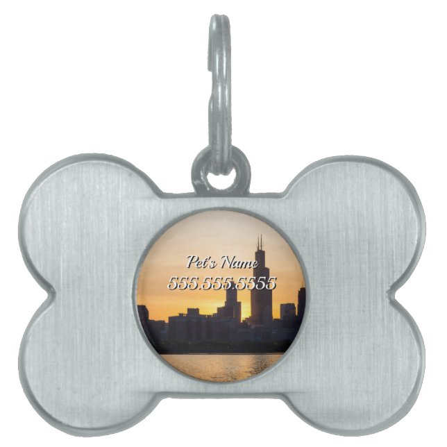 Willis Tower Sunset Silhouette Pet ID Tag (Front)