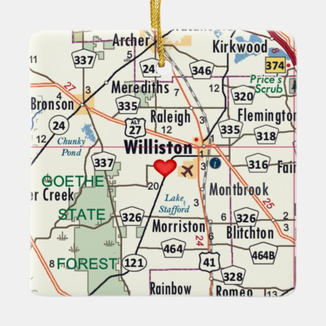 Williston Florida Map Ceramic Ornament (Front)