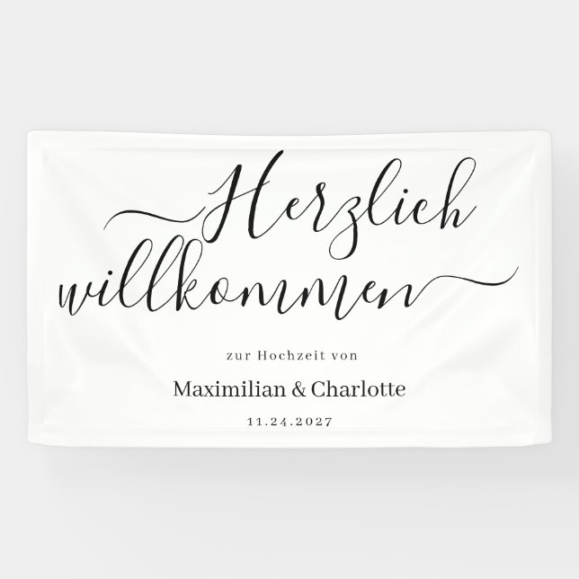 Willkommensschild Hochzeit Modern Minimalistisch Banner (Horizontal)