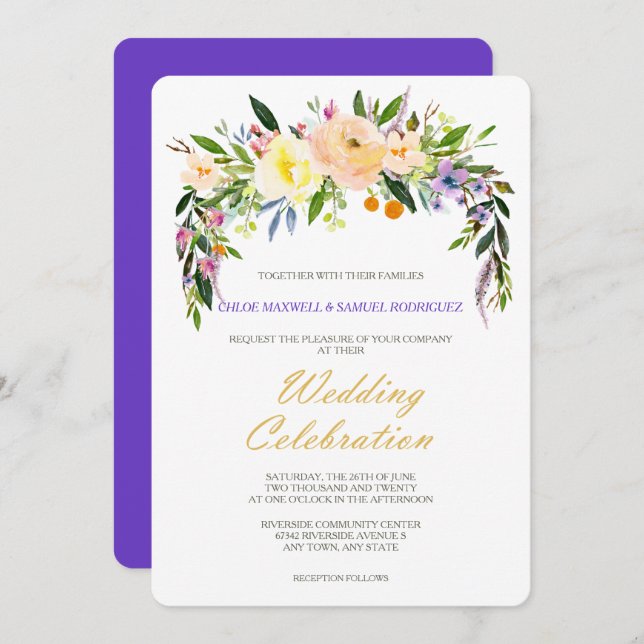 Willow and Floral Modern Wedding Invitation (Front/Back)