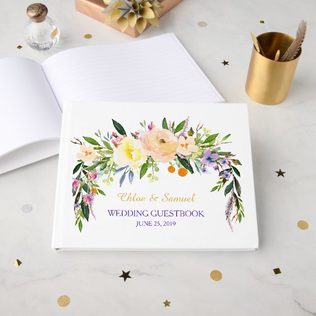 Willow and Floral Wedding Guest Book (Front Open)