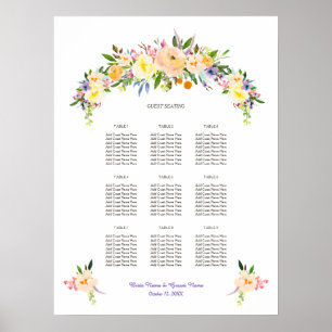 Willow and Floral Wedding Reception Seating Chart