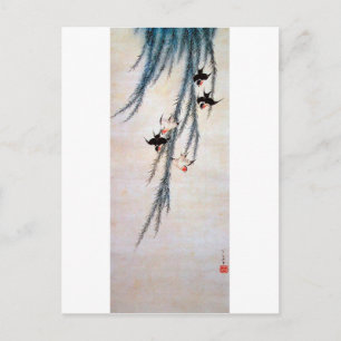 Willow and Swallow, Hokusai Postcard
