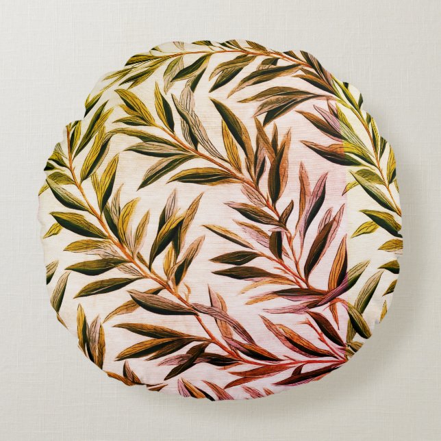 Willow Bough Leaf  Round Cushion (Front)