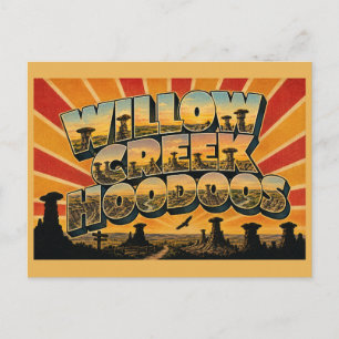 Willow Creek Hoodoos AB Sandstone Pillars Prairie Postcard