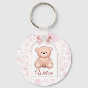 Willow   Custom Pink Teddy Bear Nursery Design  Key Ring