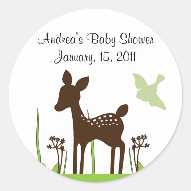 Willow Deer Baby Shower Sticker Keepsake (Front)