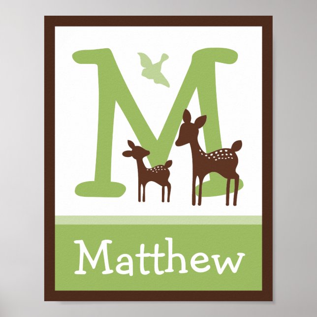 Willow Deer Letter & Name Wall Art Poster (Front)