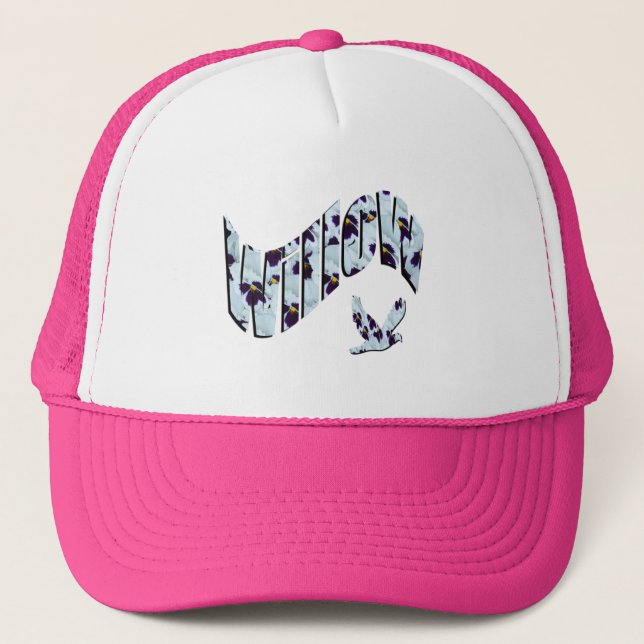 Willow, Girls Name, Floral Logo, Trucker Hat (Front)