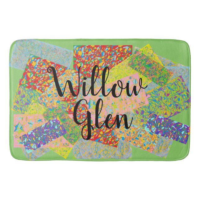 Willow Glen patchwork abstract art san Jose neighb Bath Mat (Front)