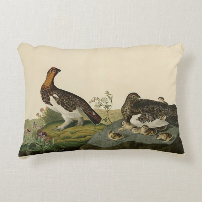 Willow Grous (Grouse) - Audubon's Birds of America Decorative Cushion (Front)