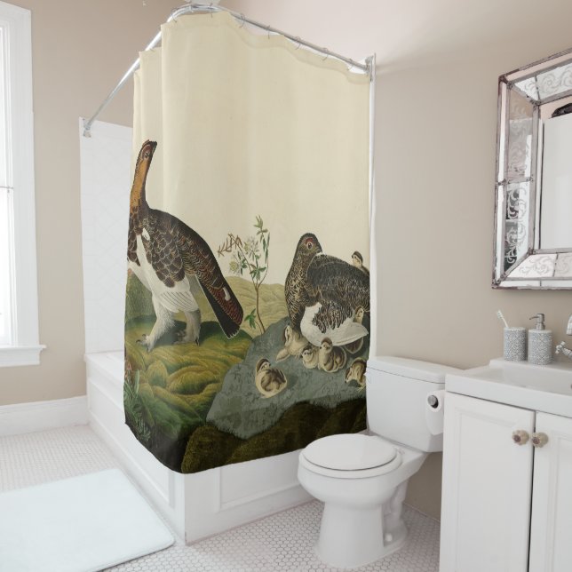 Willow Grous (Grouse) - Audubon's Birds of America Shower Curtain (In Situ)