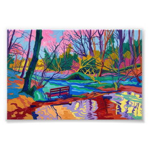 Willow Hall Dam Sowerby Bridge Vibrant Fauvist Art Photo Print