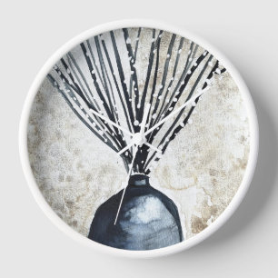 Willow in vase watercolor Clock