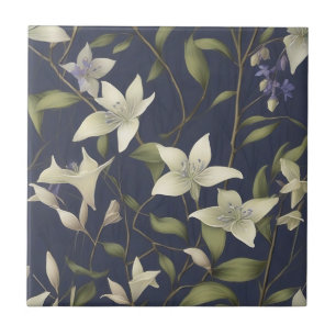 Willow Leaves and Woodland Blooms Pattern Tile