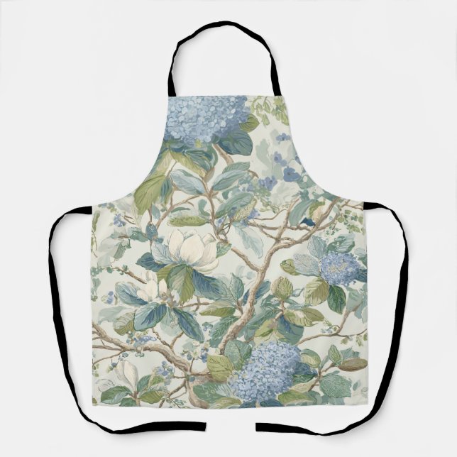 Willow Little Magnolia Wallpaper Floral Coastal Apron (Front)