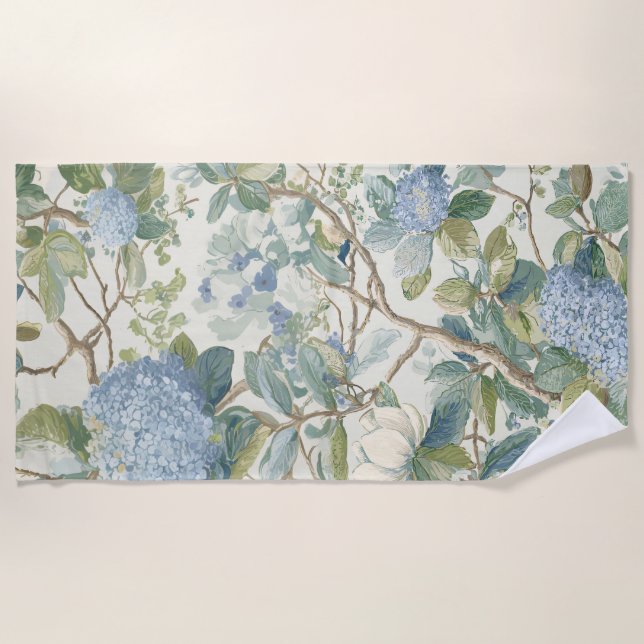 Willow Little Magnolia Wallpaper Floral Coastal  Beach Towel (Front)