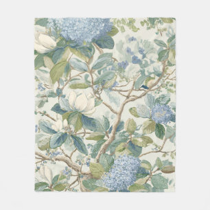 Willow Little Magnolia Wallpaper Floral Coastal  Fleece Blanket