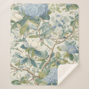 Willow Little Magnolia Wallpaper Floral Coastal Sherpa Blanket