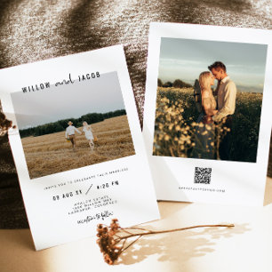 WILLOW Modern Minimal Square Photo Wedding Invitation
