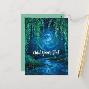 Willow Moon Saille Flowing River Blue Green Postcard