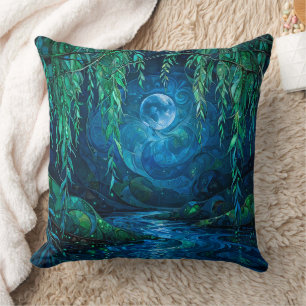 Willow Moon Saille Flowing River Green Blue Night Cushion