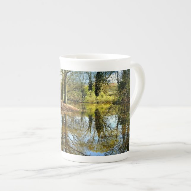 Willow Pond Water Reflection Bone China Mug (Front Right)