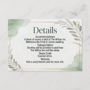 Willow Sage Wedding Enclosure Card