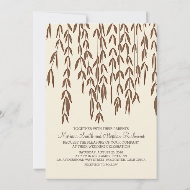 Willow Tree Branches Modern Wedding Invitation (Front)