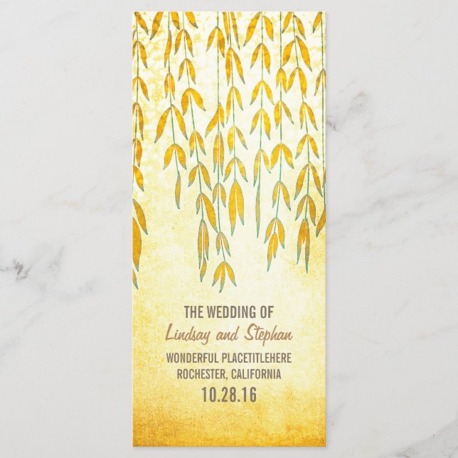 Willow Tree Branches Rustic Lights Wedding Program Programme (Front)